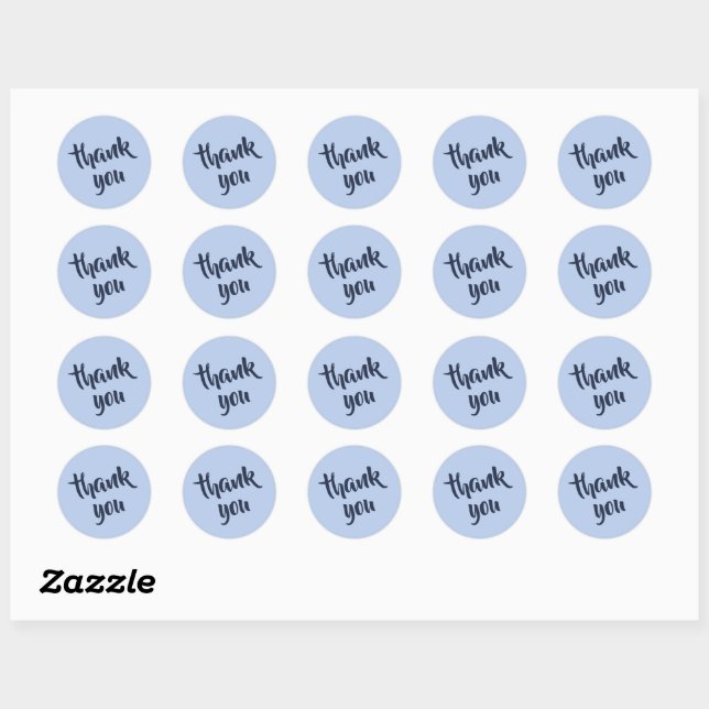 Pegatina Redonda Soft Sky Blue Thank You Classic Round Sticker (Hoja)