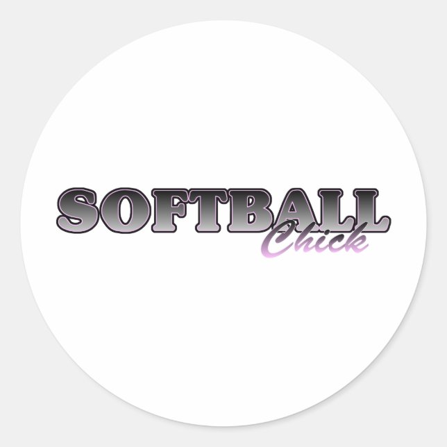 Pegatina Redonda Softball Chick (Anverso)