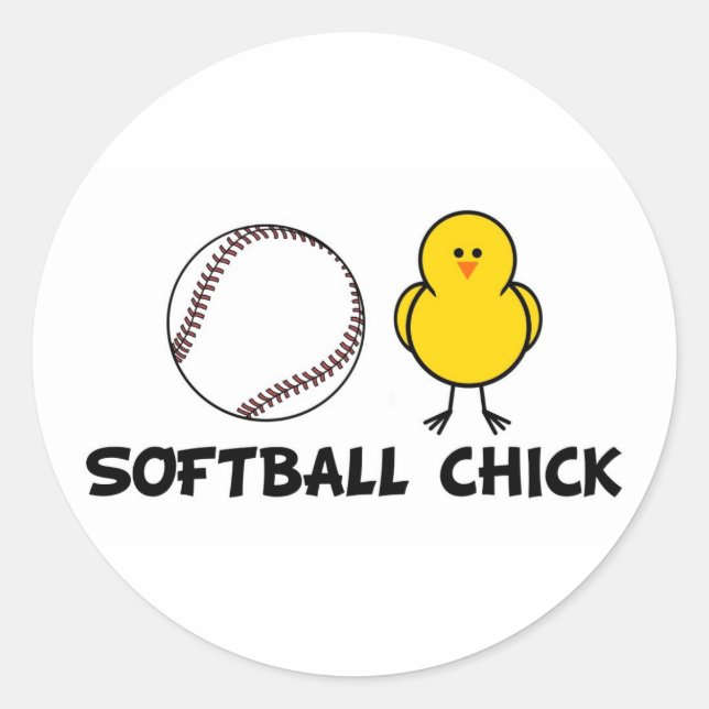 Pegatina Redonda Softball Chick (Anverso)