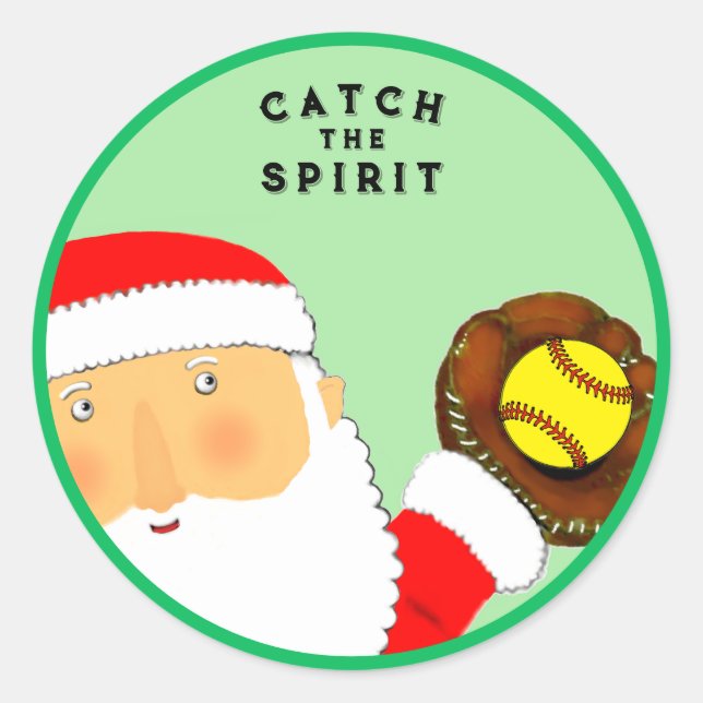 Pegatina Redonda Softball Christmas Gift (Anverso)