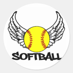 Pegatina Redonda Softball con alas