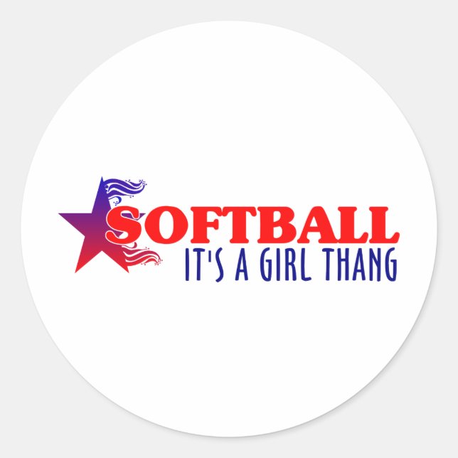Pegatina Redonda SOFTBALL - Es un Chica Thang (Anverso)