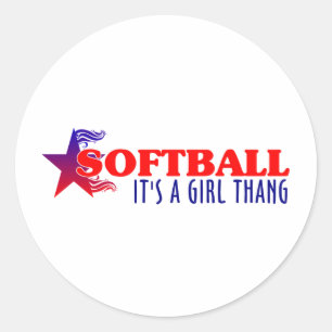Pegatina Redonda SOFTBALL - Es un Chica Thang