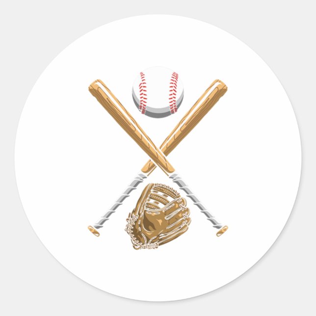 Pegatina Redonda Softball Items Ball Bat Glove Helmet Baseball Gift (Anverso)