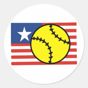 Pegatina Redonda Softball los E.E.U.U.
