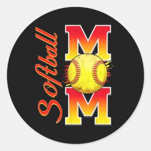 Pegatina Redonda Softball Mom Funny Baseball Mother's Day Softb