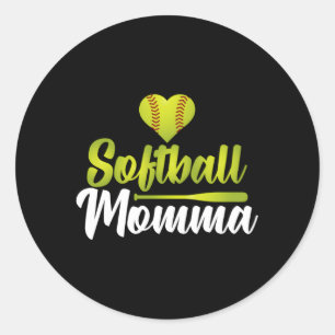Pegatina Redonda Softball Momma Día de la Madre Para Madres De Apoy