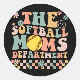 Pegatina Redonda Softball Moms Departamento Diversión Día de la Mad