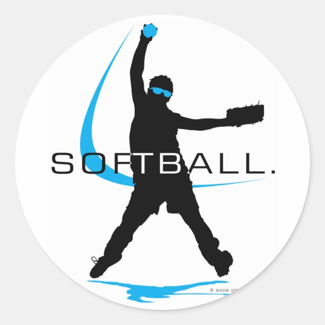 Pegatina Redonda Softball - Pitcher (Anverso)