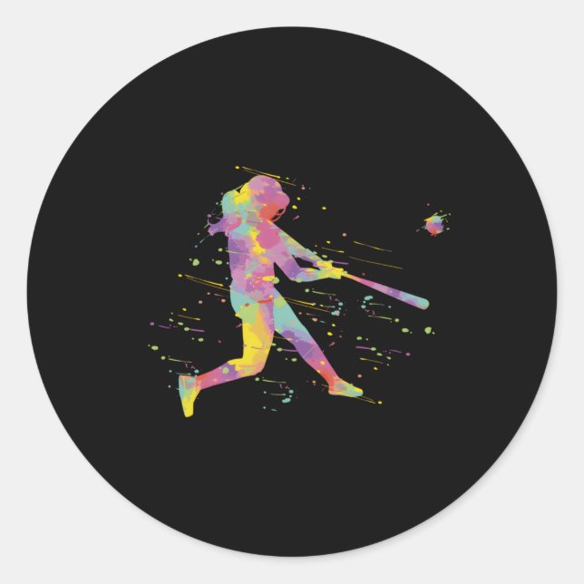 Pegatina Redonda Softbol (Anverso)