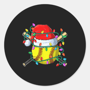 Pegatina Redonda Softbol de Navidad Xmas Santa Srts Gorra Hombre Mu