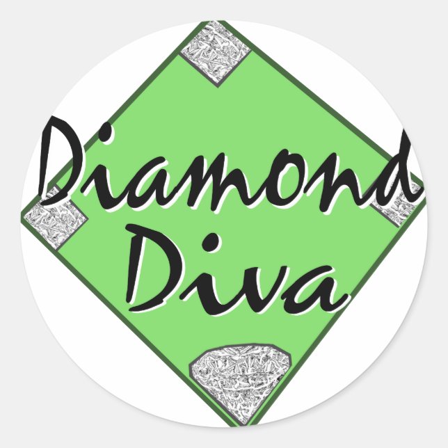 Pegatina Redonda Softbol Diamond Diva (Anverso)