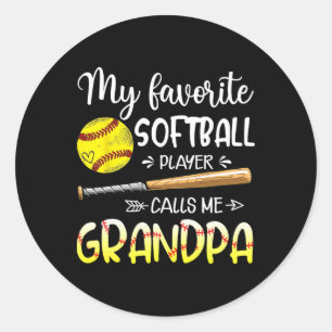 Pegatina Redonda Softbol Mi jugador de softbol favorito me llama ab