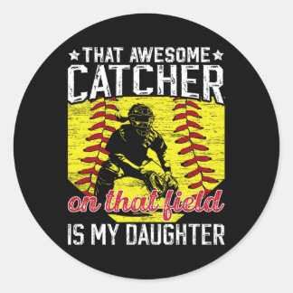 Pegatina Redonda Softll Catcher Dad Proud Softll Catcher Father 