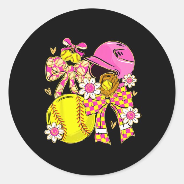 Pegatina Redonda Softll Girl Girls Team Spirit Coquette Bow Softll  (Anverso)