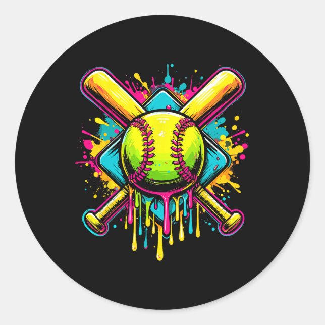 Pegatina Redonda Softll Girl Ice Cream Softll Drip  (Anverso)