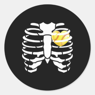 Pegatina Redonda Softll Heart Inside Ribs Skeleton Halloween Costum