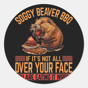 Pegatina Redonda Soggy Beaver Bbq Shirt