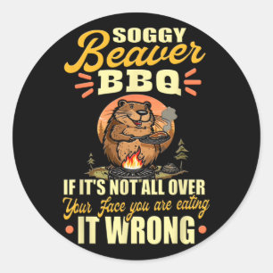 Pegatina Redonda Soggy Beaver Bbq Shirt