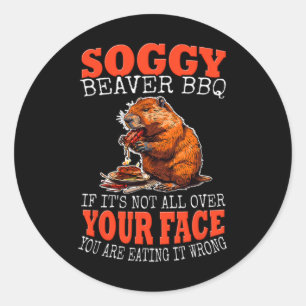Pegatina Redonda Soggy Beaver Bbq Shirt 1