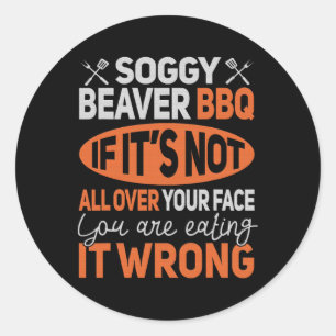 Pegatina Redonda Soggy Beaver Bbq Shirt 3