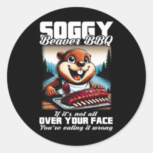 Pegatina Redonda Soggy Beavers Awesome Animals