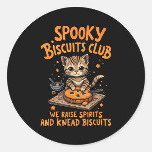 Pegatina Redonda Soky Biscuits Club Cat Funny Halloween