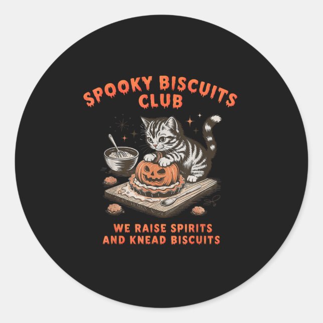 Pegatina Redonda Soky Biscuits Club Cat Halloween (Anverso)