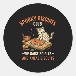Pegatina Redonda Soky Biscuits Club Funny Halloween Cat Baking