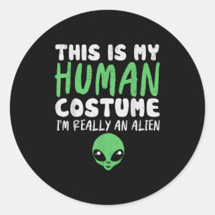 Pegatina Redonda Soky Human Costume Soy Alien Extraterrestre Hall