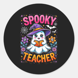 Pegatina Redonda Soky Profesor Fantasma Lindo Leyendo Libro Diverti