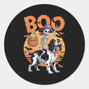 Pegatina Redonda Soky Springer Costume inglés Springer Spaniel Hal