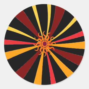 Pegatina Redonda Sol abstracto