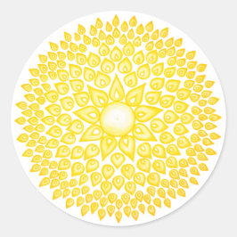 Pegatina Redonda Sol amarillo brillante Mandala