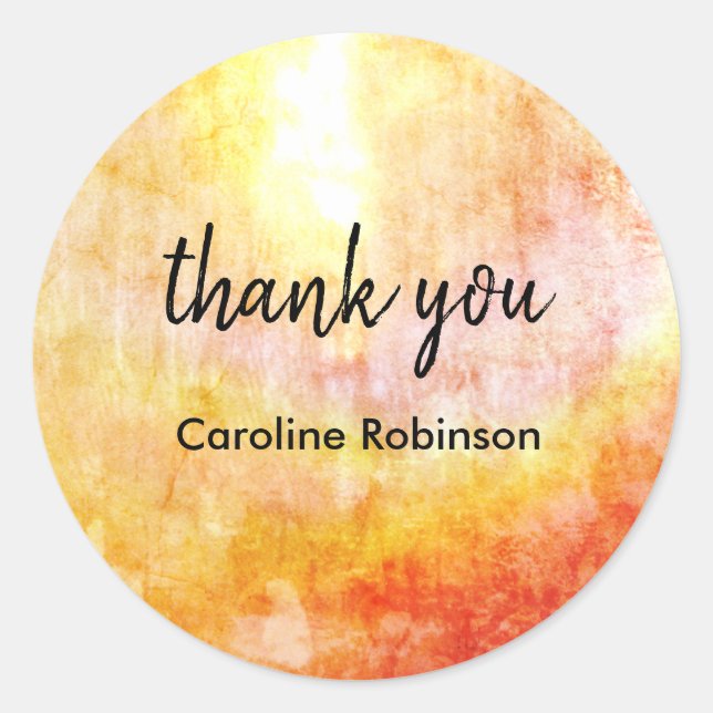 Pegatina Redonda Sol amarillo dorado gracias (Anverso)