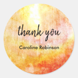 Pegatina Redonda Sol amarillo dorado gracias