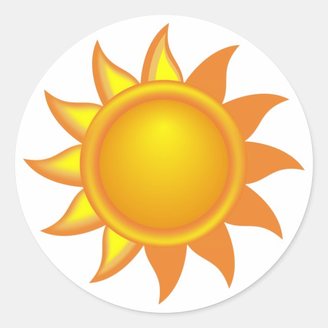 Pegatina Redonda Sol amarillo estilizado (Anverso)