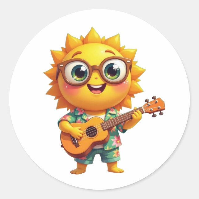 Pegatina Redonda Sol Cantante (Anverso)