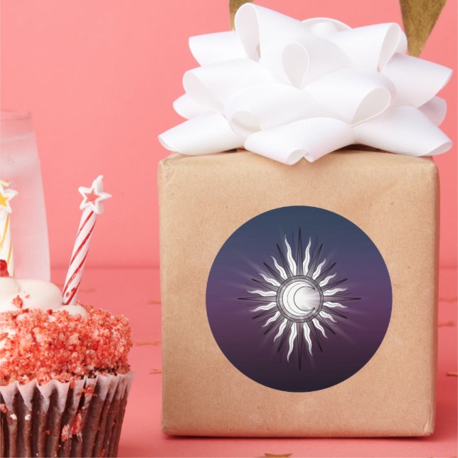 Pegatina Redonda Sol Celestial Y Luna (Fiesta)