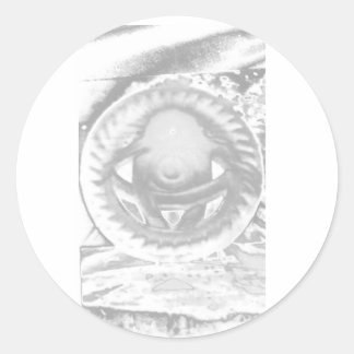 Pegatina Redonda Sol de piedra blanca y negra