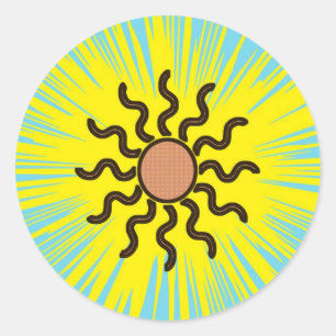Pegatina Redonda Sol del suroeste vibrante explosión de sol Verde a