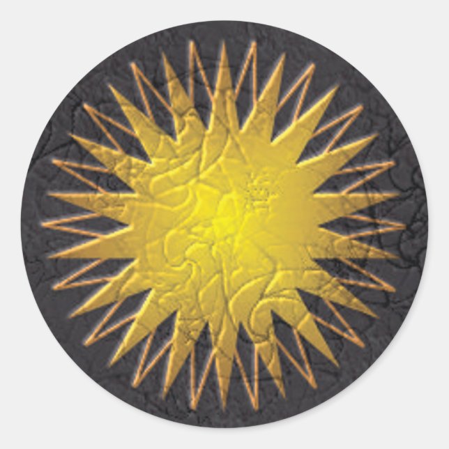 Pegatina Redonda Sol Dorado (Anverso)