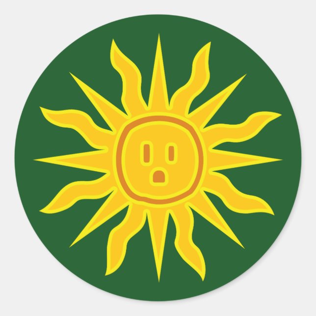 Pegatina Redonda Sol eléctrico (Anverso)