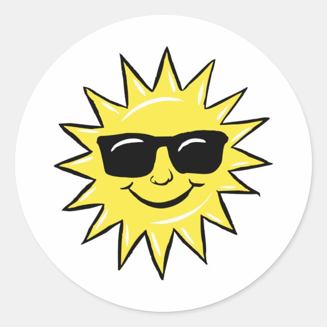 Pegatina Redonda Sol en gafas (Anverso)