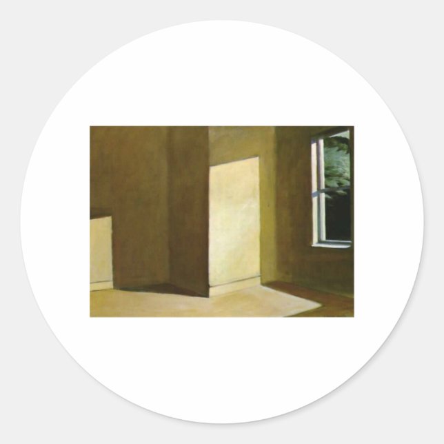 Pegatina Redonda Sol en una habitación vacía - Edward Hopper (Anverso)