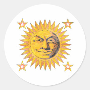 Pegatina Redonda Sol feliz