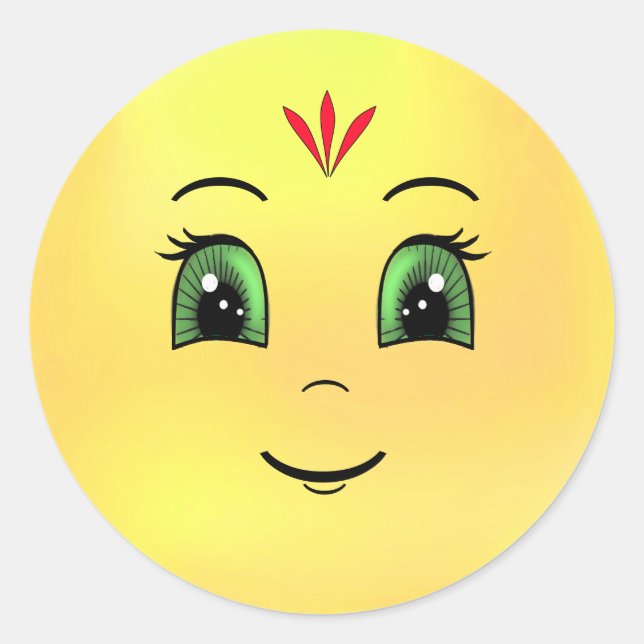 Pegatina Redonda Sol feliz moderno (Anverso)