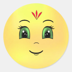 Pegatina Redonda Sol feliz moderno