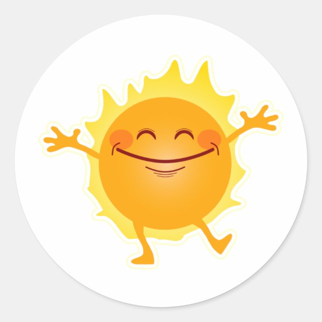 Pegatina Redonda Sol feliz, sol, solsticio de verano (Anverso)