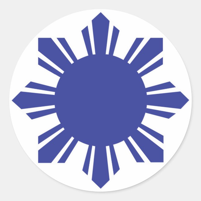 Pegatina Redonda Sol filipino - Azul (Anverso)